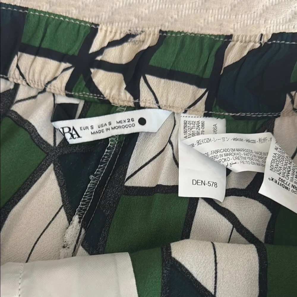 Zara Geometric Green and Cream Women's Pants Co-ord Jumpsuit - Picture 11 of 12
